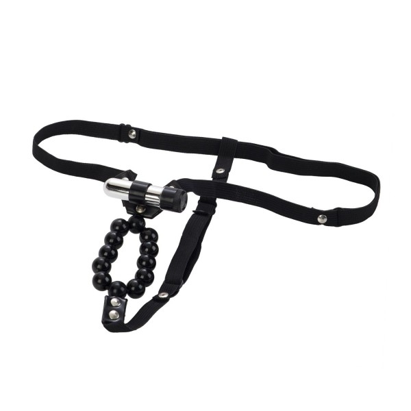 Трусики для двоих + вибропуля "Lovers Thong" черные 