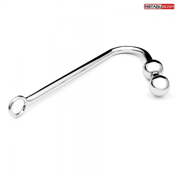 Анальный крюк "Notabu" металл, рельеф из 2 шариков 