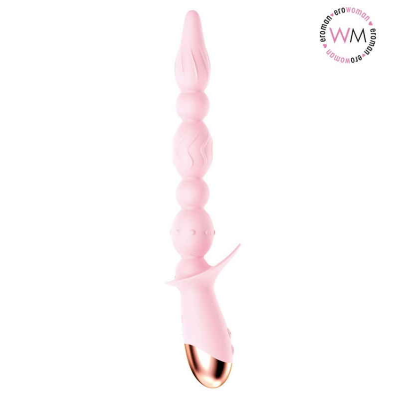 Анальная елочка с вибрацией "EroWoman" супер рельефная, нежно розовая 